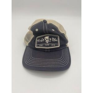 Salt Life Youth Trucker Hat Mesh Back Navy Blue White Embroidered Patch Fishing